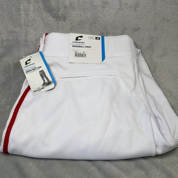 Champro Other - Champro Triple Crown Baseball Pants Adjustable Red Piped Open Bottom Mens Medium